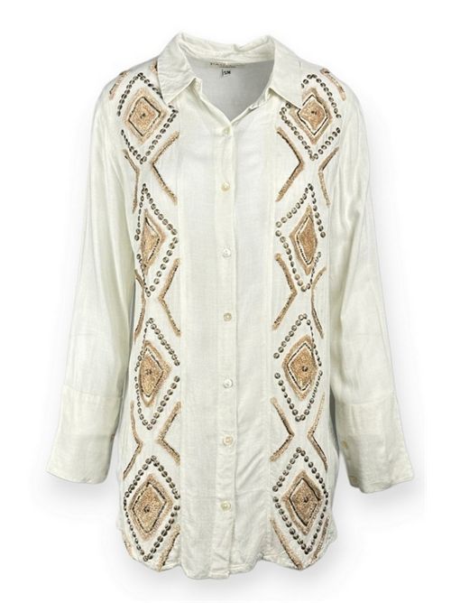 camicia donna ricami paillettes avorio